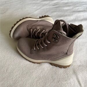 Stylish Taupe Lace-Up Boots